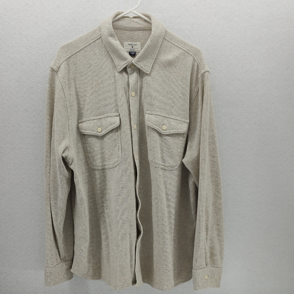 American Eagle Outfitters Beige Casual Button Down Shirt